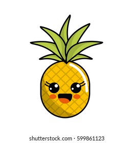 Color Kawaii Happy Pineapple Icon