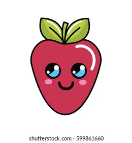 color kawaii happy strawberry icon