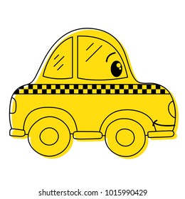 color kawaii happy taxi car transport