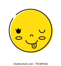 color kawaii head with cute amusing face