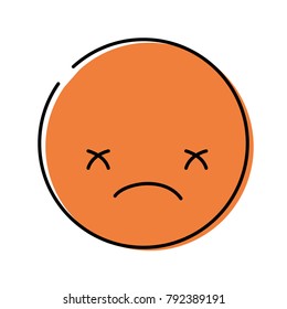 color kawaii head with cute sad face