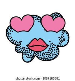 color kawaii love cloud with cute lips