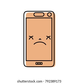 color kawaii smartphone cute sad face
