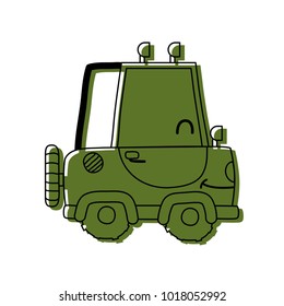 color kawaii smile tractor vehicle transport