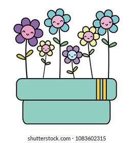 color kawaii videogame flowers plants in the graphic wall