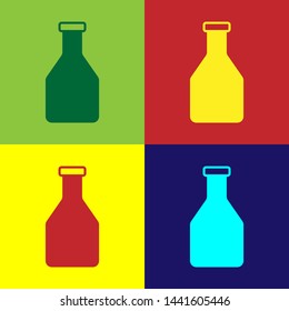 Color Ketchup bottle icon isolated on color backgrounds. Vector Illustration