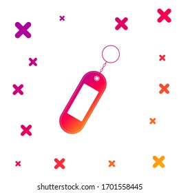 Color Key chain icon isolated on white background. Blank rectangular keychain with ring and chain for key. Gradient random dynamic shapes. Vector Illustration