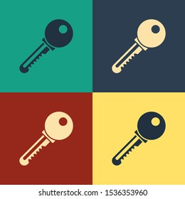 Color Key icon isolated on color background. Vintage style drawing. Vector Illustration