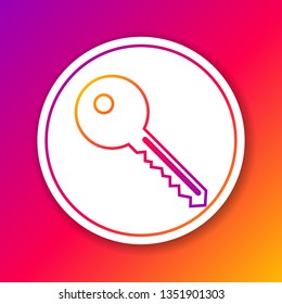 Color Key line icon isolated on color background. Circle white button. Vector Illustration