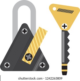 Color key and Lock Icon in trendy flat style white background. Security symbol for your web site design, logo, app,Vector ,illustration