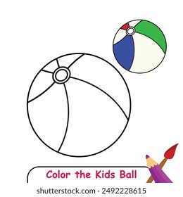 Colorear la bola de los niños, Libro de colorear para niños, Vector de la bola de los niños gráficos