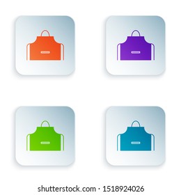 Color Kitchen apron icon isolated on white background. Chef uniform for cooking. Set icons in colorful square buttons. Vector Illustration