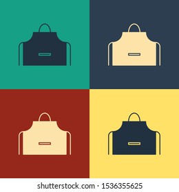 Color Kitchen apron icon isolated on color background. Chef uniform for cooking. Vintage style drawing. Vector Illustration
