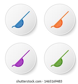 Color Kitchen colander icon isolated on white background. Cooking utensil. Cutlery sign. Set icons in circle buttons. Vector Illustration