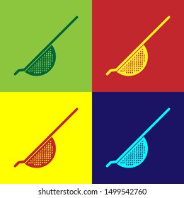 Color Kitchen colander icon isolated on color background. Cooking utensil. Cutlery sign.  Vector Illustration