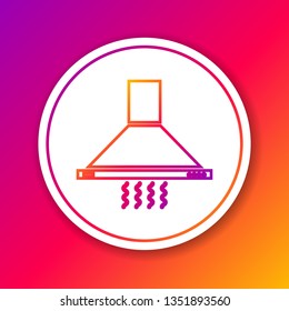 Color Kitchen extractor fan line icon isolated on color background. Cooker hood. Kitchen exhaust. Household appliance. Circle white button. Vector Illustration