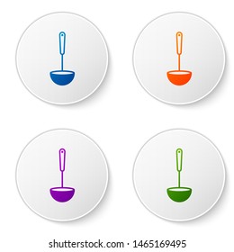 Color Kitchen ladle icon isolated on white background. Cooking utensil. Cutlery spoon sign. Set icons in circle buttons. Vector Illustration