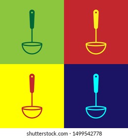 Color Kitchen ladle icon isolated on color background. Cooking utensil. Cutlery spoon sign.  Vector Illustration