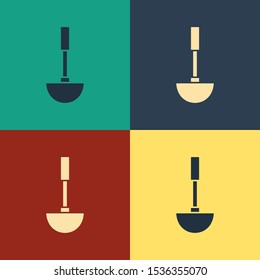 Color Kitchen ladle icon isolated on color background. Cooking utensil. Cutlery spoon sign. Vintage style drawing. Vector Illustration