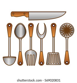 color kitchen tools icon image, vector illustration