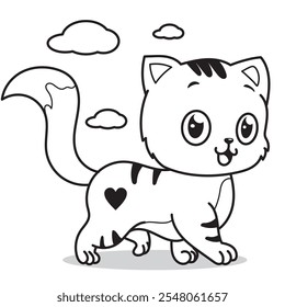 color the kitten, coloring book cat, little kitten, coloring book for children