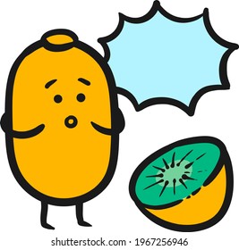 Color kiwi characters drawing vector illustration