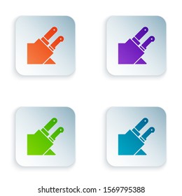Color Knife icon isolated on white background. Cutlery symbol. Set icons in square buttons. Vector Illustration