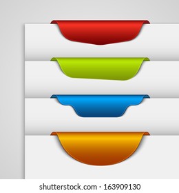 Color label bookmark on the edge of the web page
