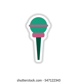 color label design collection of musical microphone in flat style
