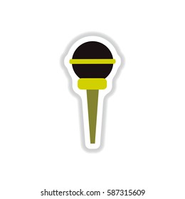 color label design collection of musical microphone in flat style