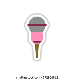 color label design collection of musical microphone in flat style