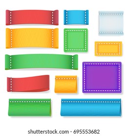 Color Label Fabric Blank Vector. Different Sizes And Colors Fabric Cloth Labels. Ready For Your Design. Vector illustration