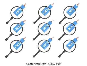Color label and magnifier vector collection