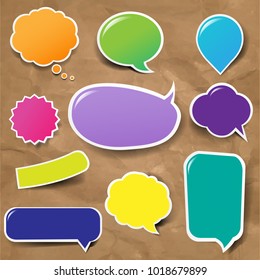 Etiquetas De Color Gran Juego Con Fondo De Cartón Con Malla De Gradiente, Ilustración Vectorial