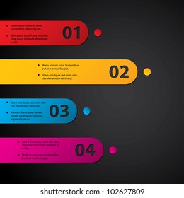 Color labels with grades on dark background