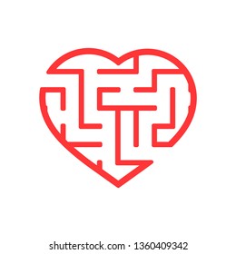 Color labyrinth heart. Game for kids and adult. Puzzle for children. Maze conundrum. Valentine's Day. Flat vector illustration