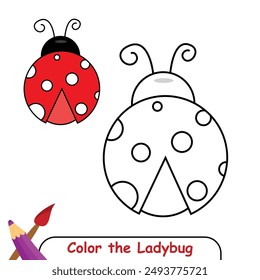 Color the ladybug drawing illustration. coloring book for kids. ladybug insect coloring page colored illustration