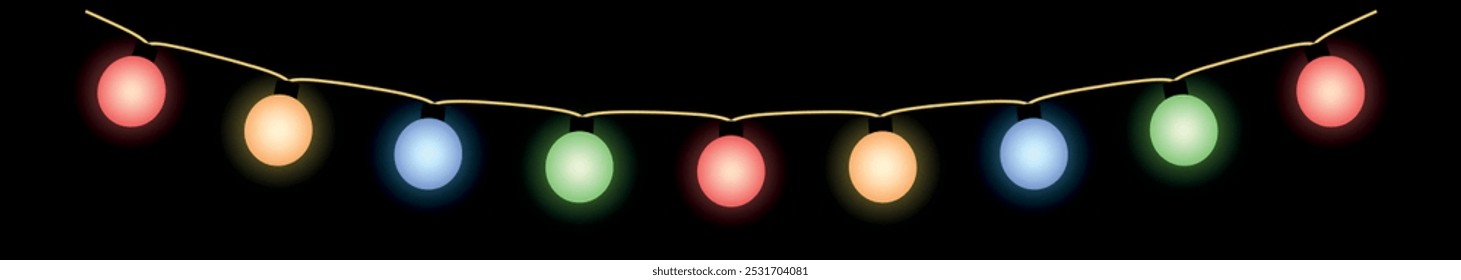 Color lamp hanging on string. Holiday party decoration