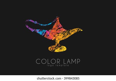 Color lamp logo. Magic lamp. Magic logo design. Creative logo