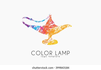 Color lamp logo. Magic lamp. Magic logo design. Creative logo