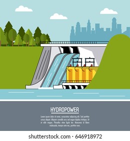 color landscape background hydropower plant renewable energy