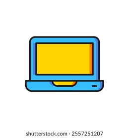 Color Laptop icon isolated on white background. Computer notebook with empty screen sign. Flat filled outline style with shadow. Vector