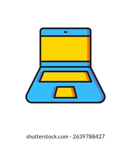 Color Laptop icon isolated on white background. Computer notebook with empty screen sign. Flat filled outline style with shadow. Vector
