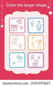 Color the larger shape, Activity Page for Kids