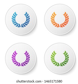 Color Laurel wreath icon isolated on white background. Triumph symbol. Set icons in circle buttons. Vector Illustration