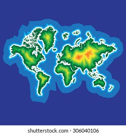 Color layer world map, for web and mobile app, illustration, vector