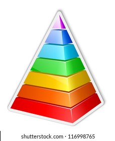 Color layered pyramid sticker. Vector illustration