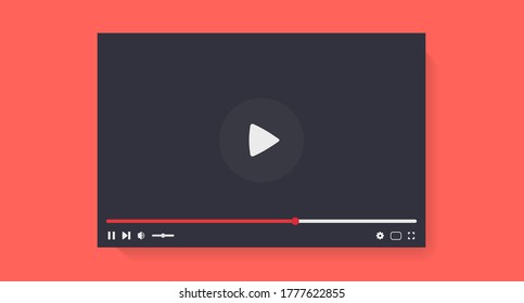 Color layout of the video player interface. Player window for a blog, stream, or promotion. Vector illustration