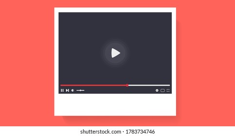 Color layout of the video player with interface elements. Blank for blogging, streaming and storis. Vector illustration