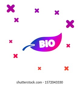 Color Leaf Bio symbol icon isolated on white background. Banner, label, tag, logo, sticker for eco green. Gradient random dynamic shapes. Vector Illustration